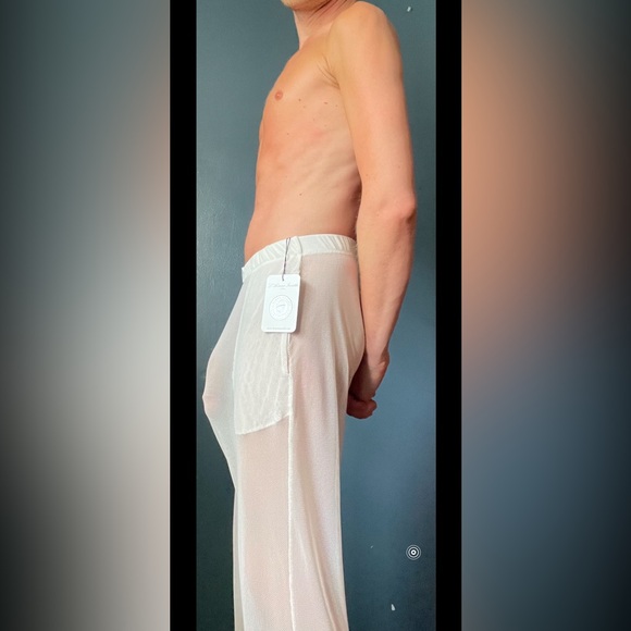 Men’s L’Homme Invisible Paris ‘Good Catch’ Mesh White Lounge Pants -Medium, NWT - Picture 3 of 8
